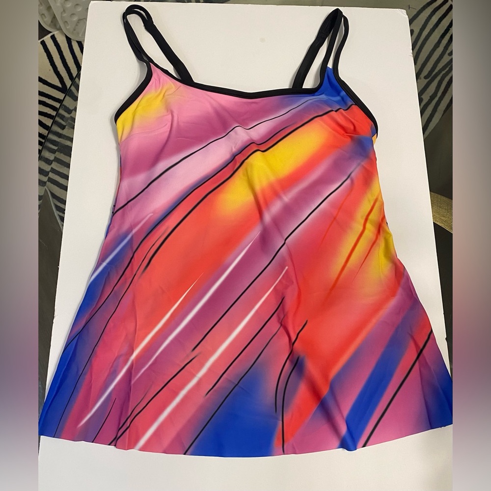 Vibrant Multicolor Strappy Tankini Swim Suit